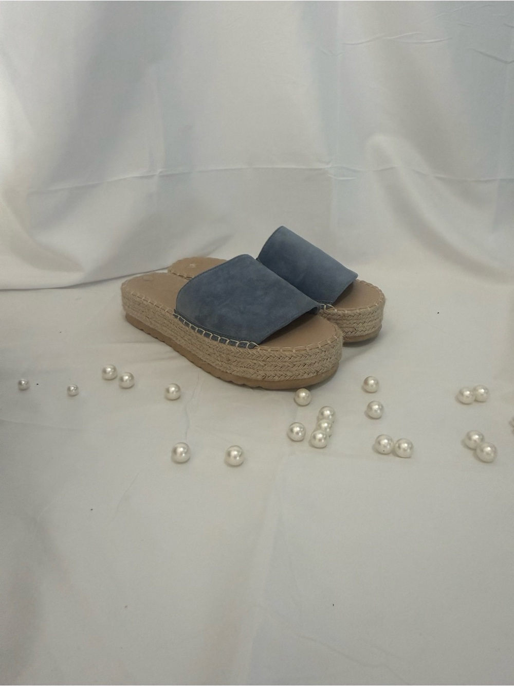 Women’s Light Blue Suede Espadrille Slide